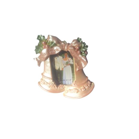 House Of Lloyd Our First Year Pink Wedding Bells Ornament Picture Frame Stand 94 - Picture 2 of 5